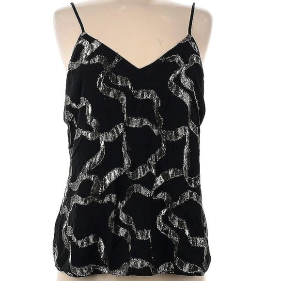 Ann Taylor Tops - Ann Taylor Metallic camisole top blouse black silver medium M